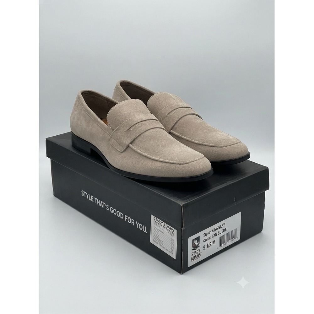 Nick‎ Graham Altred Mens Penny Loafers Beige Suede Dress Shoes 9.5 NEW
